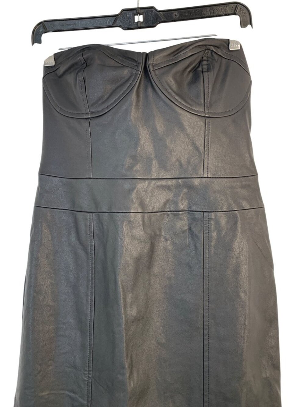 Free People Black Faux Leather Bustier Maxi Dress Size 4 NWT Side Slit - Picture 3 of 9